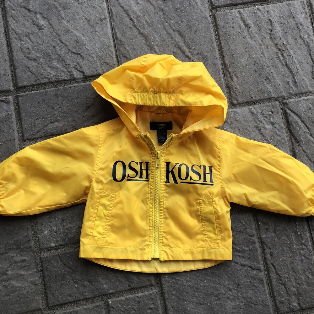 Oshkosh Infant Yellow/Navy Blue Logo‎ Nylon Zip Windbreaker Jacket 12M